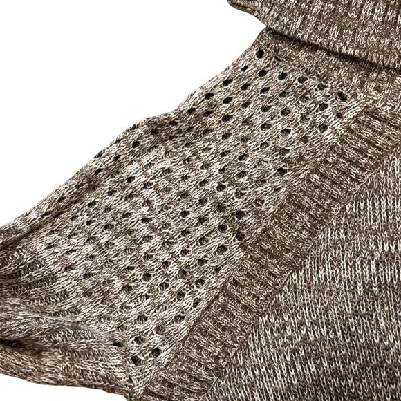 Prana Medium Tan Heather Sweater Dress ARCHER Fold Over Collar Snap Knit Pockets - Picture 8 of 8